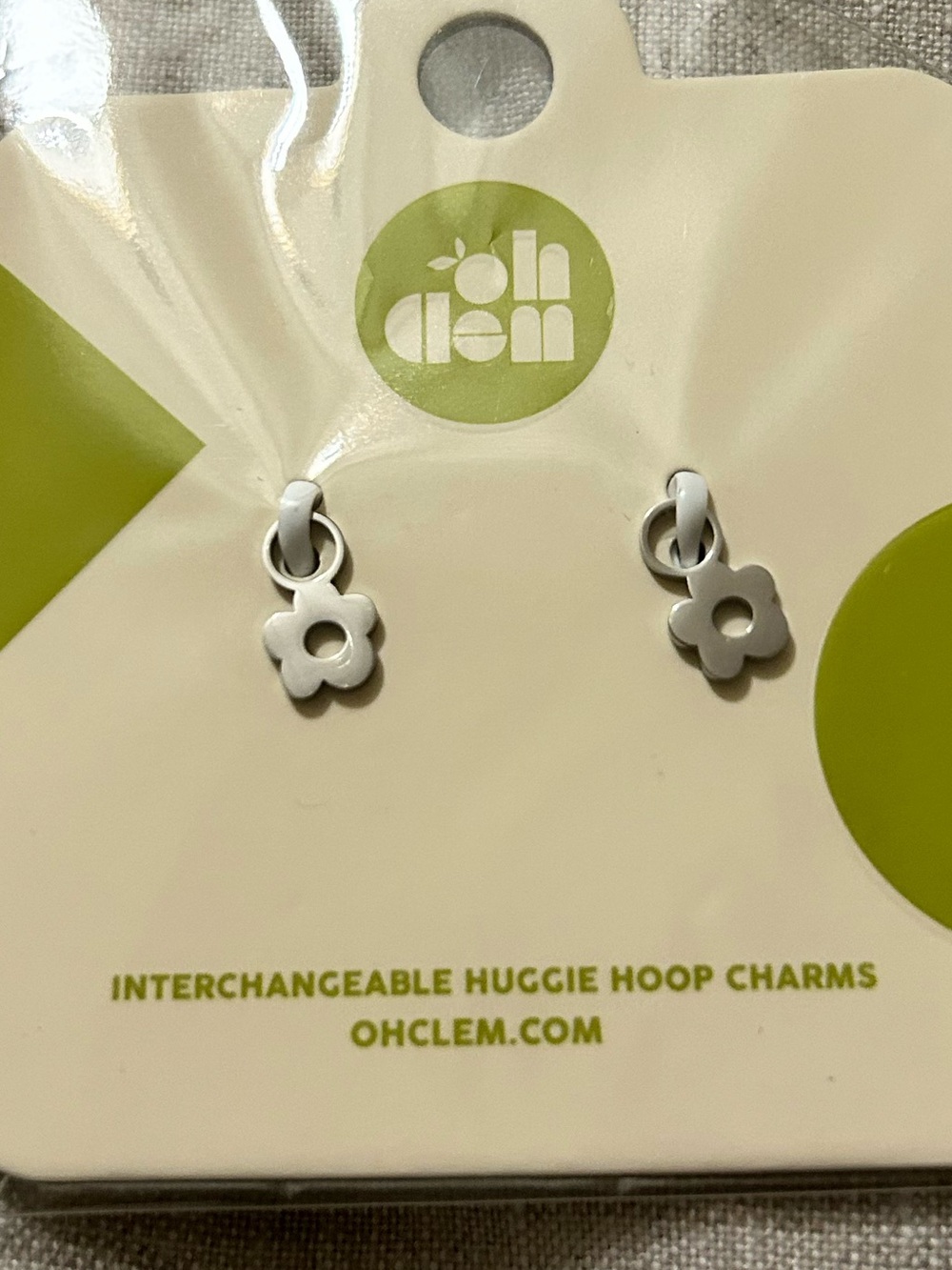 Oh Clem Silver Mini Flower Huggie Hoop Charms